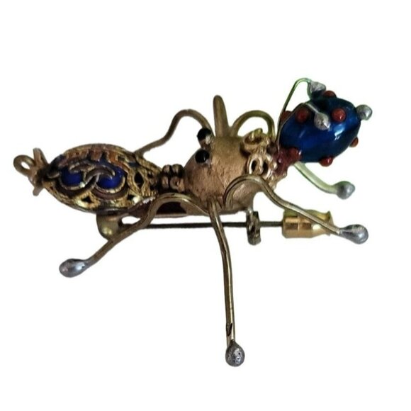 Cloisonne Enamel, Glass Bead Asian Style Bug Brooch, M859 - Picture 7 of 7
